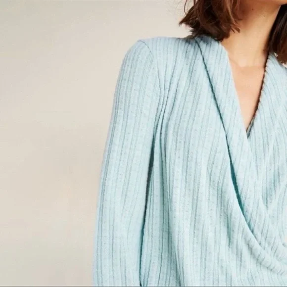❤️ Anthropologie x Maeve ‘Rafela Hacci’ Faux Wrap Sweater in Mint - Picture 10 of 11